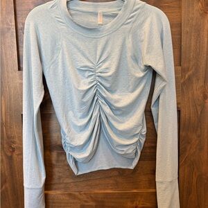 Sky Blue Ruched Long Sleeve Top